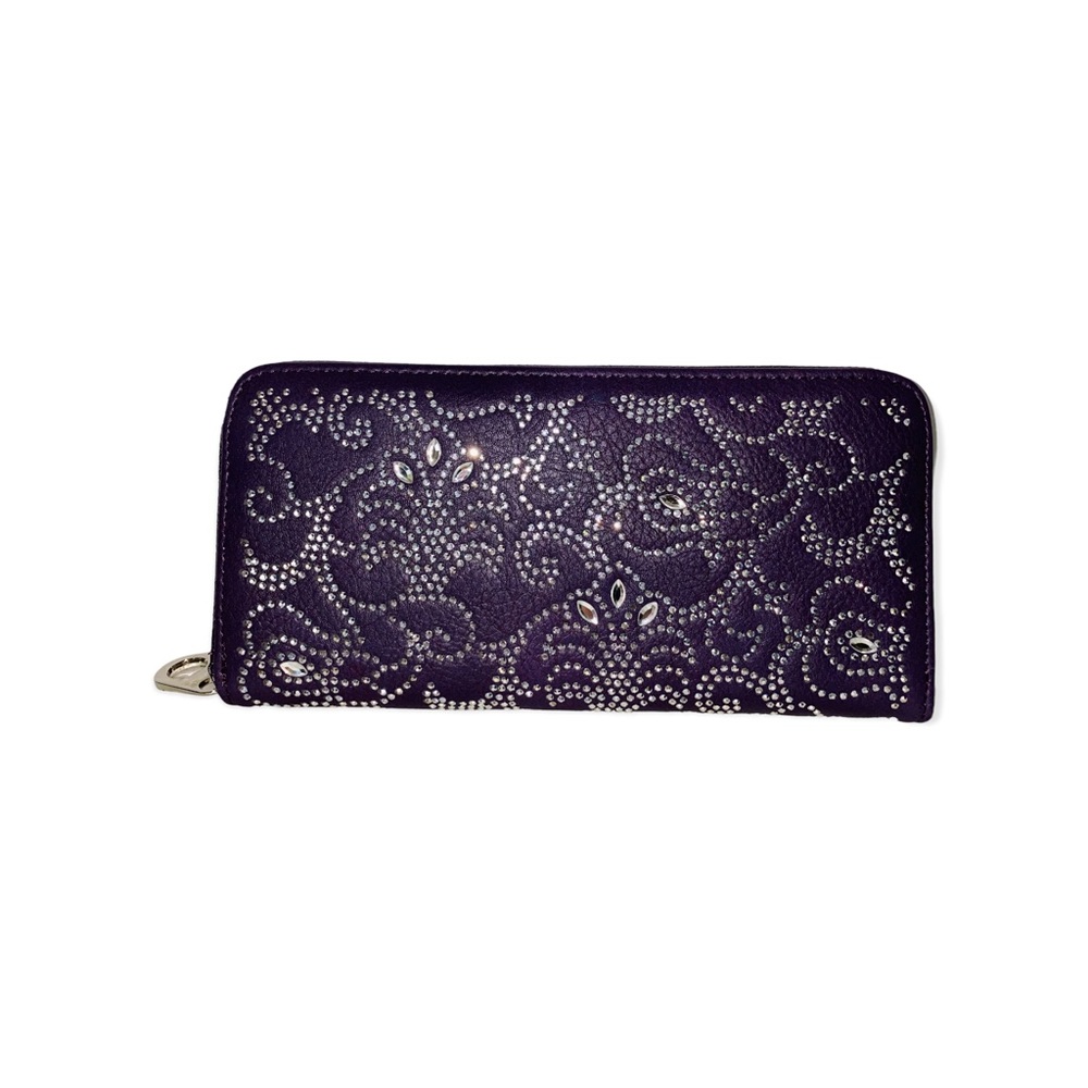 Purple rhinestone fashion wallet